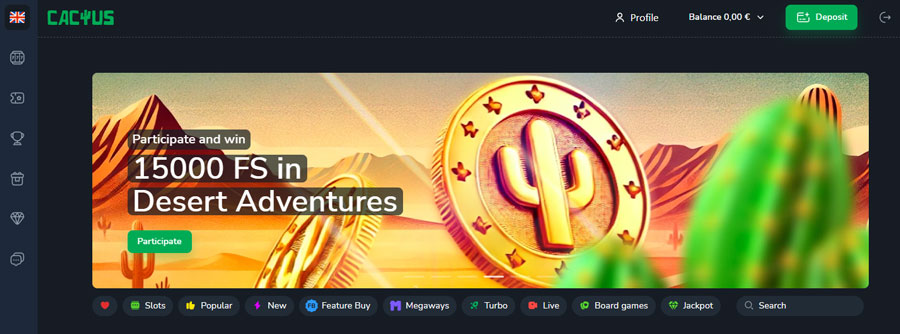 Cactus: 175% + 25DS na První Vklad