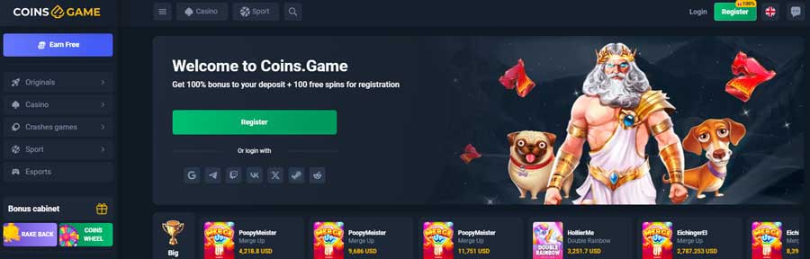 Coins Game Online Casino Získejte 100 Free Spins Bez Vkladu