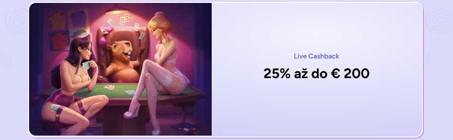 Spinbara: Cashback Naživo až do 25%