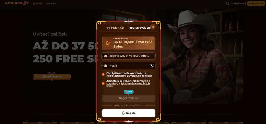 100 Free Spins za registraci bez vkladu v RodeoSlot Casino